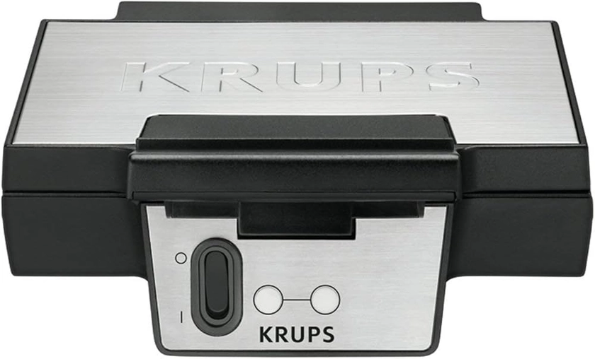 Krups Gaufrier FK Noir/Inox Appareil à Gaufre Gaufrier Eléctrique 850W Doubles Plaques de Cuisson Gaufre Gourmande Revêtement Antiadhésif FDK251