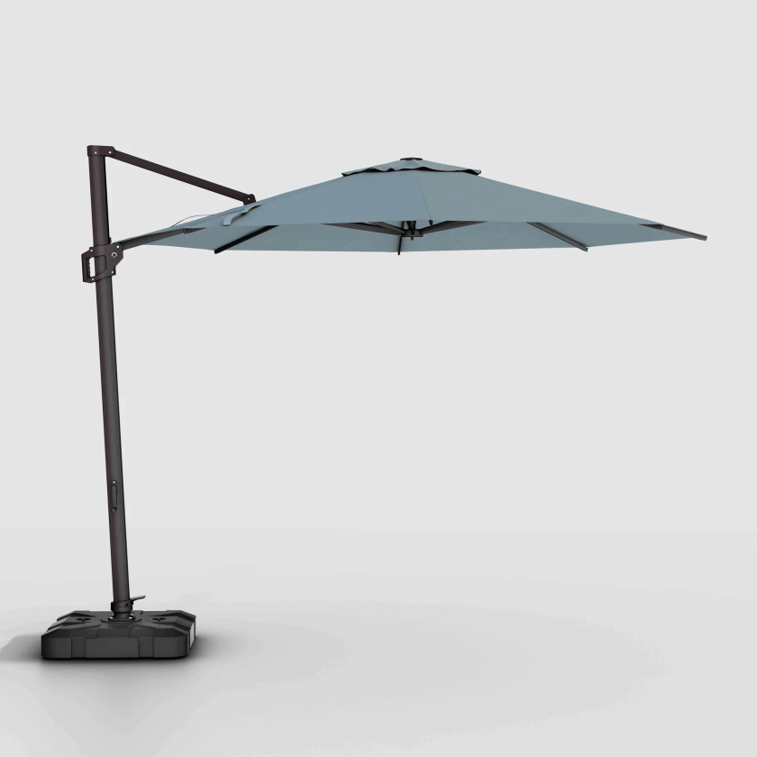 10ft Round Offset Cantilever Sunbrella Patio Umbrella | Wind & Mold Resistant | Easy Tilt & Rotate | Commercial Grade