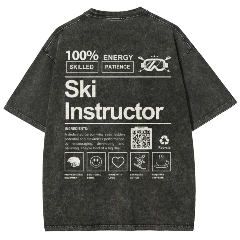 Ski Instructor Addcustom QR Code Unisex Fit Washed T-Shirt