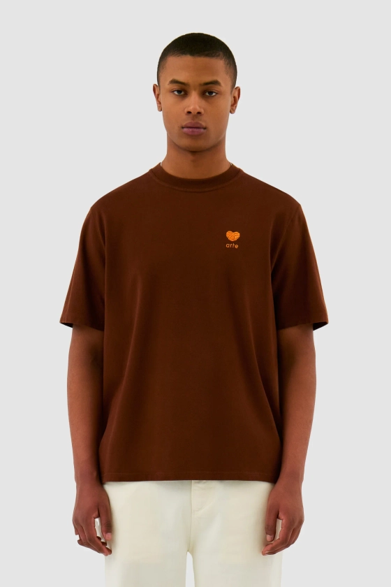 T-shirt avec logo en forme de cœur - Marron