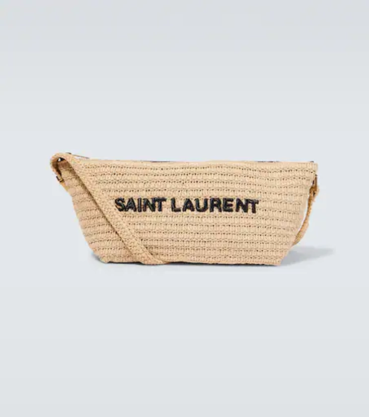 Sac en raphia à logo en neutre – Saint Laurent | Mytheresa