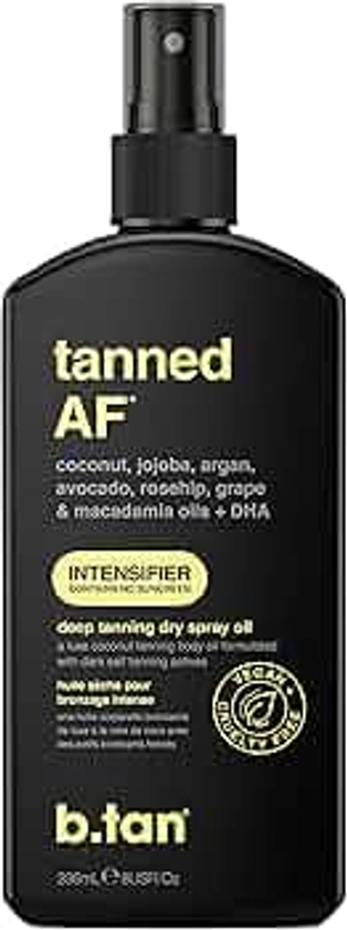 b.tan Best Tanning Oil | Get Tanned Intensifier Dry Spray - Fast, Dark Outdoor Sun Tan From Tan Accelerating Actives, Packed with Moisturizing Oils, Keeps Skin Hydrated, 8 Fl Oz
