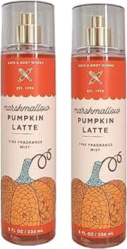 Bath and Body Works Marshmallow Pumpkin Latte Fine Fragrance Mists Pack Of 2 8 oz. Bottles (Marshmallow Pumpkin Latte)