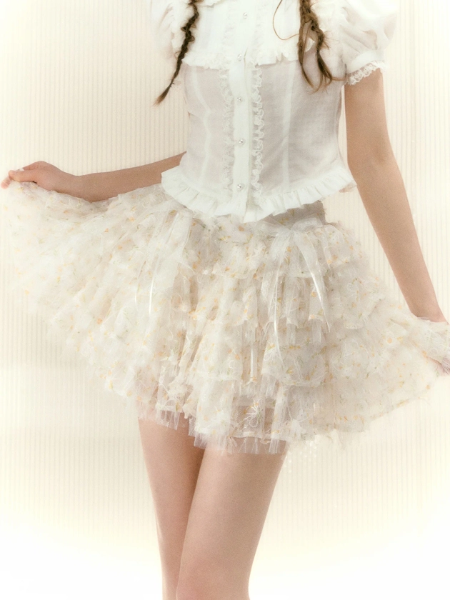 Flower Lace Girly Frill Mini Skirt NAR0020