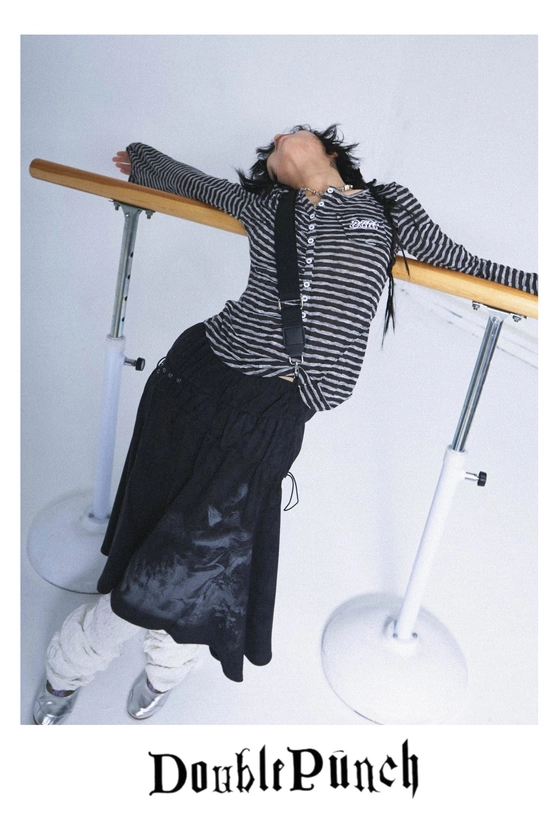 DOUBLE PUNCH Skirt with Straps / Bandeau Dress in Black — Splash Splash