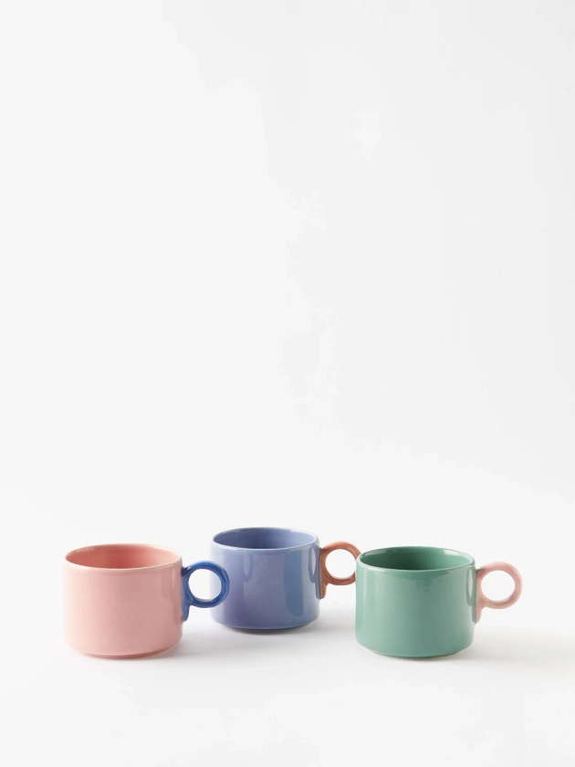 Set of three Candy stoneware mugs