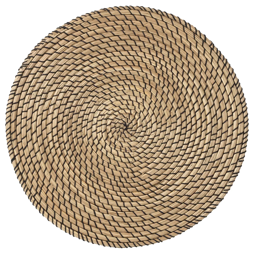 LÄTTAD Place mat - seagrass/black 37 cm