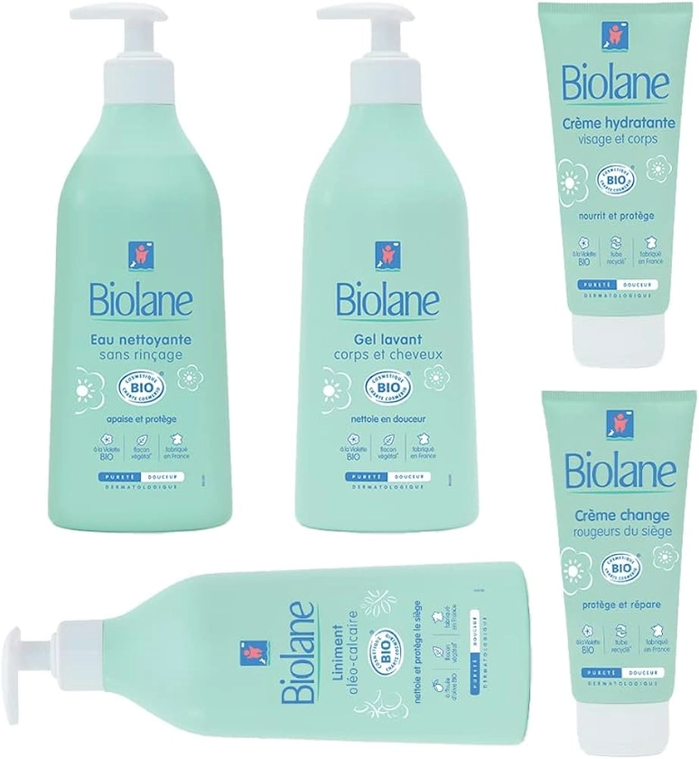 BIOLANE - Kit Routine Toilette BIO - Essentiels Soins - Eau Pure - Gel Lavant - Liniment - Crème hydratante - Toilette & Change - Peaux sensibles - Coffret Bébé - Fabriqué en France : Amazon.fr: Bébé et Puériculture