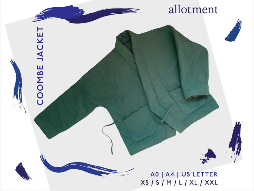 Coombe Jacket Quilted Jacket / Coat Cosy, Oversized, Wrap Front PDF Sewing Pattern A4 / Letter A0 XS XXL Allotment Clothing - Etsy UK