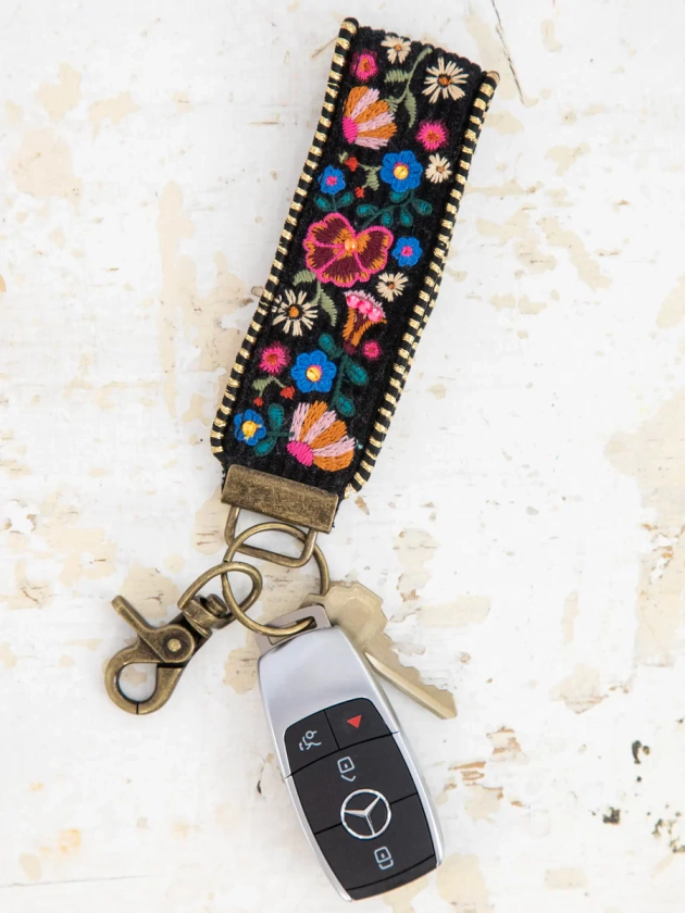 Embroidered Key Chain - Black