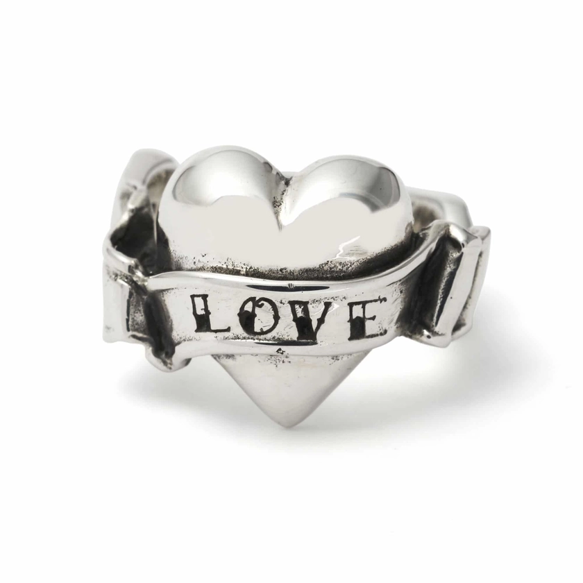 Heart &amp;amp; Banner "Love" Ring