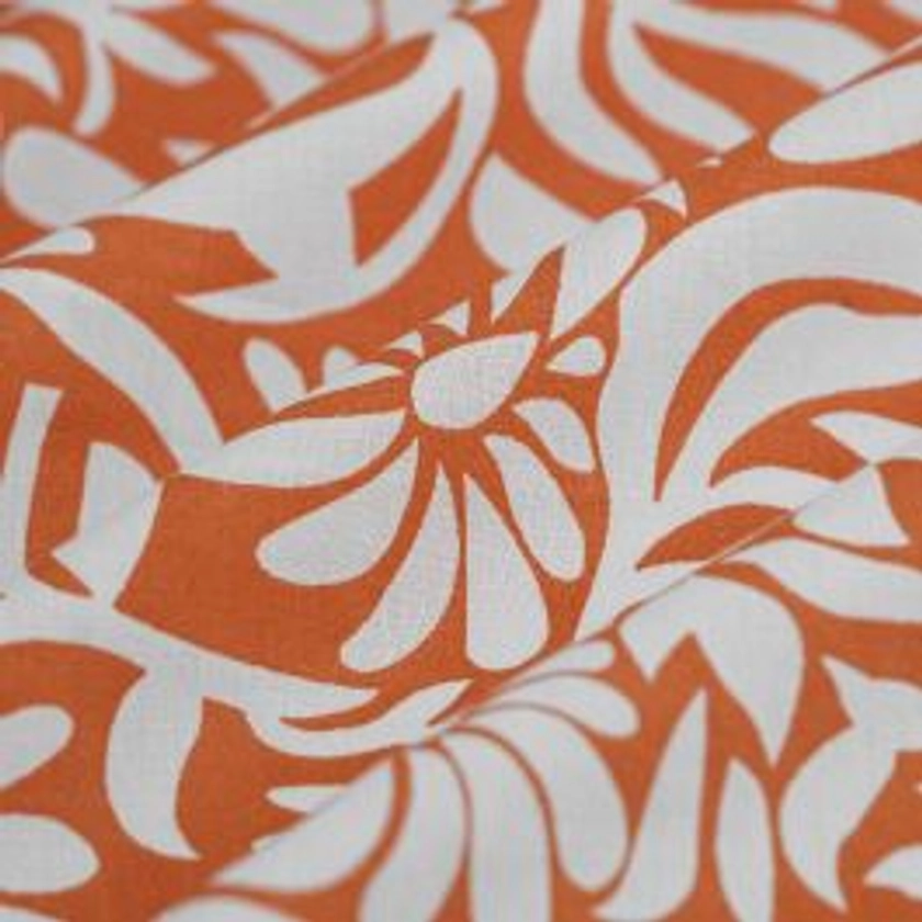 Tissu voile coton fleurs bicolore blanc orange
