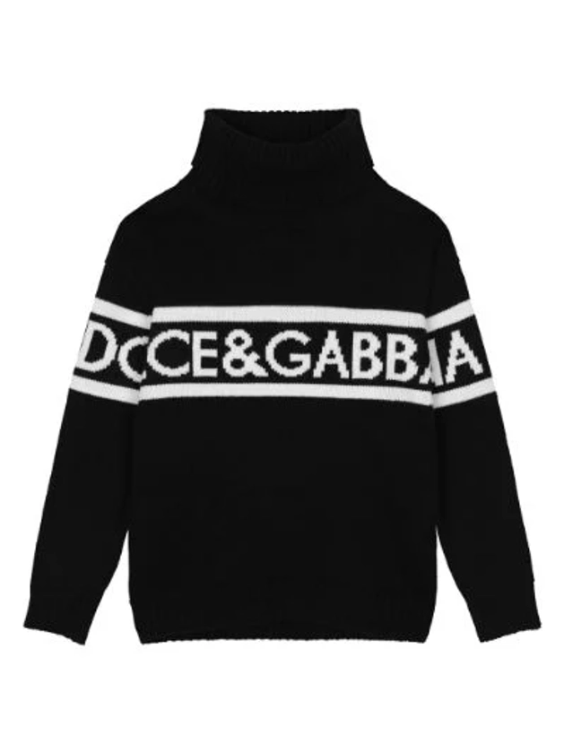 Dolce & Gabbana Kids black logo-intarsia wool sweater | Browns