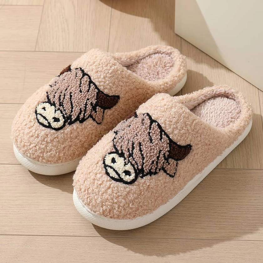 Fuzzy Highland Cow Slippers