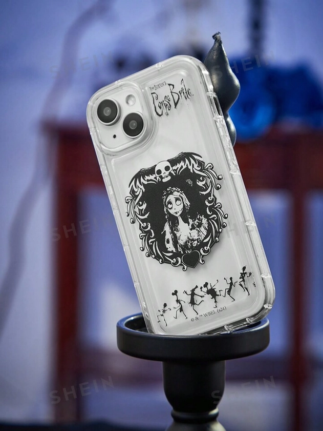 Corpse Bride | ROMWE Cartoon Character And Skull Printed White Phone Case