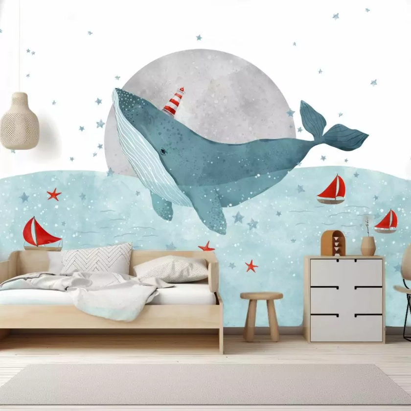 Papier Peint Tortue de Mer pour Enfant - Babywall