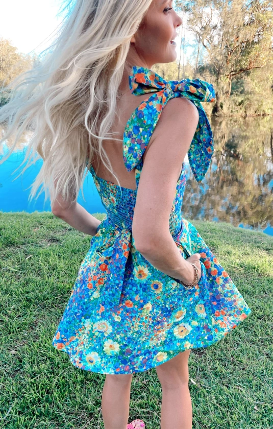 Claire Mini Dress ~ Painterly Petals