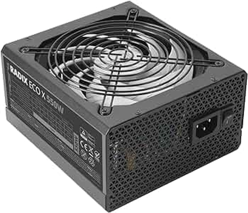 Tacens Radix ECO X 550, Alimentation PC ATX 550W, Garantie 6 Ans, 87% d’Efficacité, Technologies SMD et DC-DC, Ventilateur FDB 140mm Ultra-Silencieux AI-RPM, Câbles Plats Extra-Longs, Noir