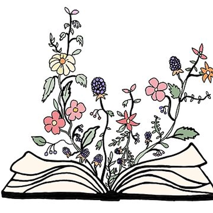 flowers growing from book | Sticker