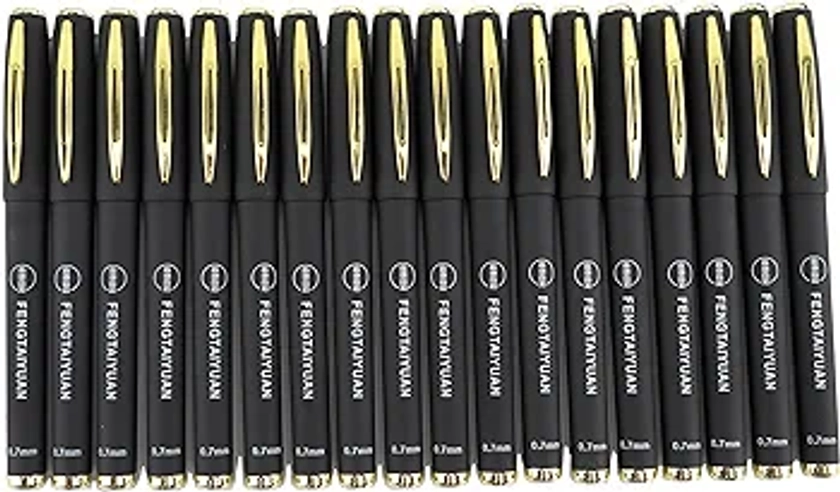 Fengtaiyuan 07P18, Black Gel Ink Rollerball Pens - Comfortable Non-Slip Grip, Black Ink, Fine Point, 0.7mm, Quick-Drying Ink, 18-Piece Box (07P18)