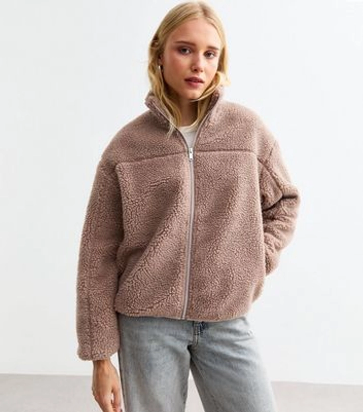 Mink Borg Zip Up Jacket