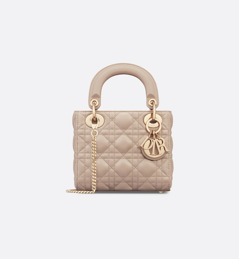 Sac Lady Dior Mini Cuir d'agneau Cannage beige poudre | DIOR