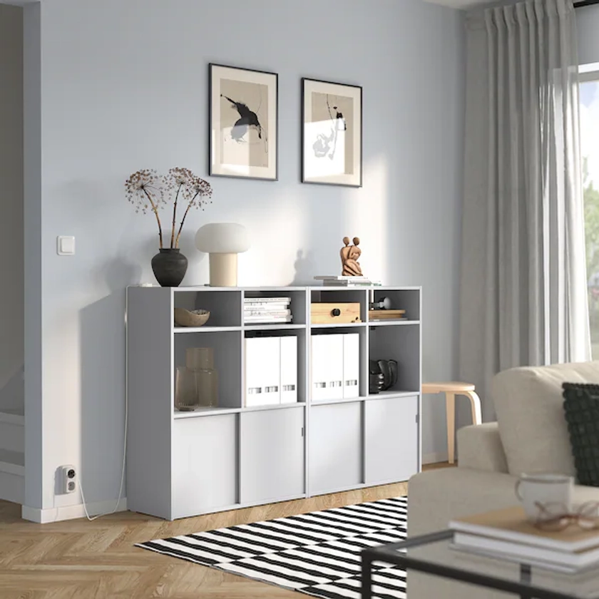 SPIKSMED storage combination, light grey, 155x32x96 cm - IKEA