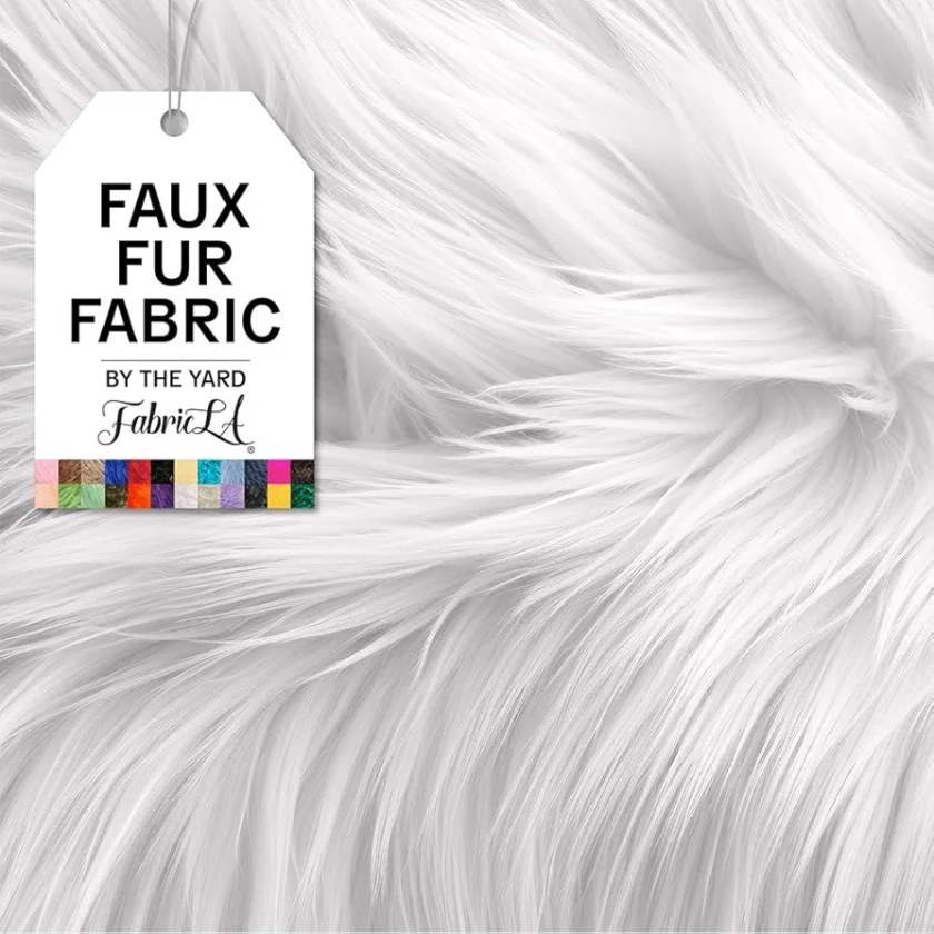 Faux Fur Fabric by The Yard - Artificial Craft Fur - 18" X 60" Inch Wide - Fur Fabric for Craft Supply, DIY Furry Plush Projects, Sewing, Material, Decoration, Upholstery, White, Half Yard