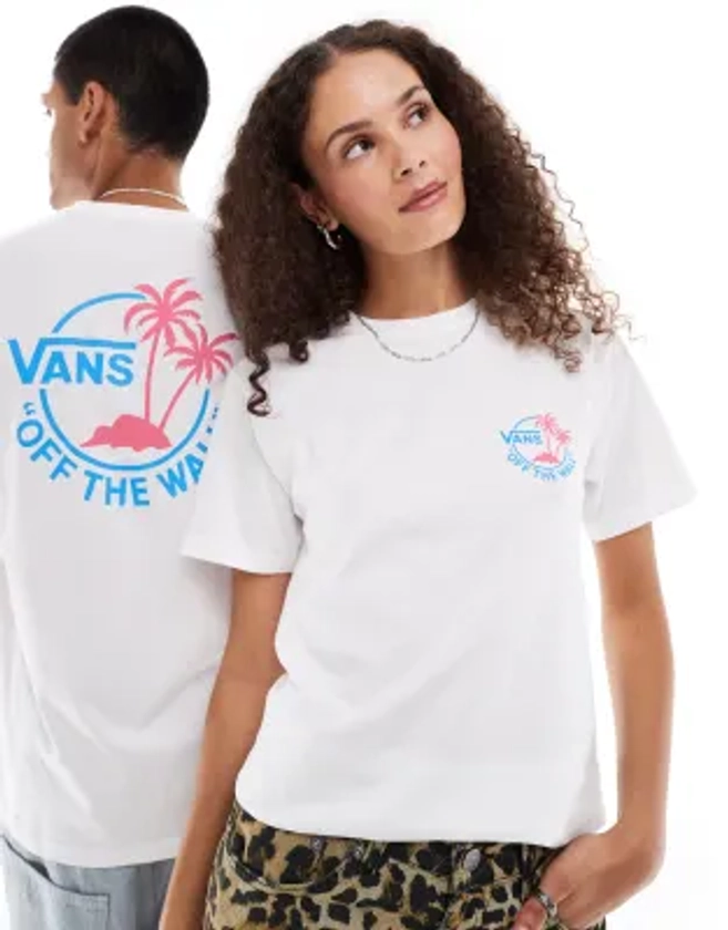 Vans - Classic Mini Dual Palm - T-shirt à manches courtes - Blanc/bleu Malibu | ASOS