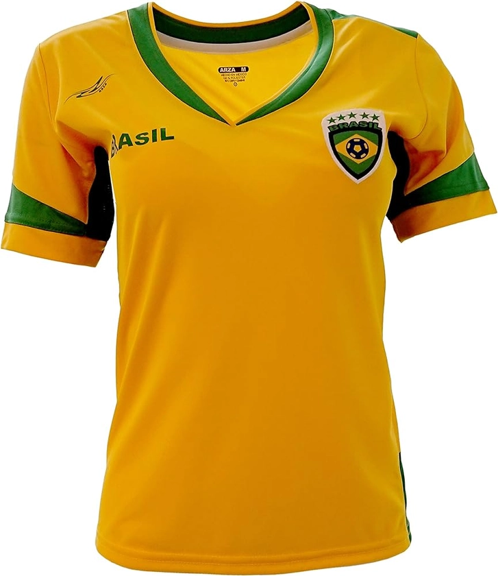Amazon.com: Arza Sports Brazil Slim Women Soccer Jersey (3X-Large) Yellow : Clothing, Shoes & Jewelry