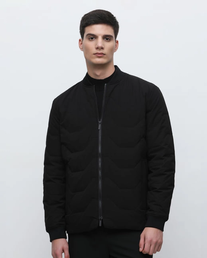 BLACK QUILTED REDOWN   BOMBER JACKET|127059201-Black