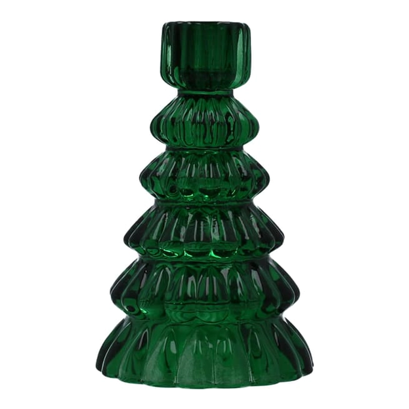 Gisela Graham										Clear Green Glass Tree Candle Holder, Set Of 2