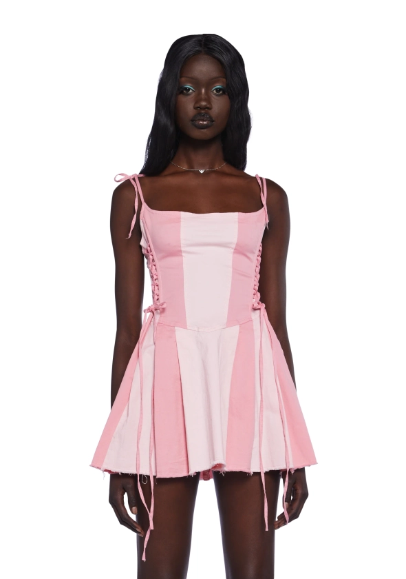 Sugar Thrillz Colorblock Corset Mini Dress - Pink/White