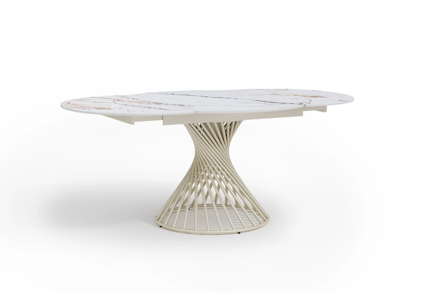 ARIANNA - Table à manger ronde extensible en céramique - L 120 / 180