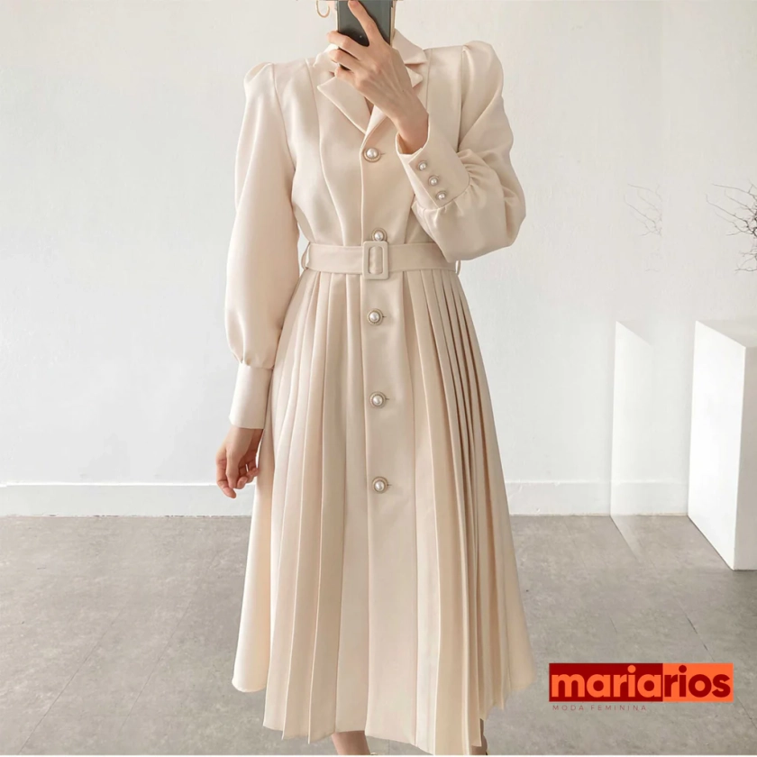 Vestido Blazer Maria Kate - Off White – mariariosmodafeminina
