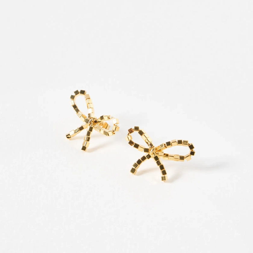 Disco Bow Beaded Nugget Statement Earrings | Oliver Bonas