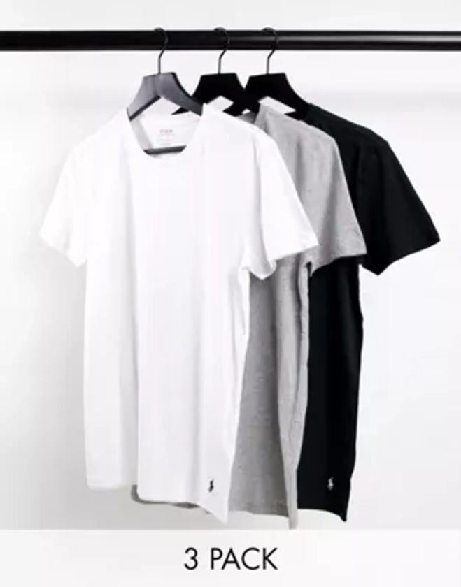 Polo Ralph Lauren - Lot de
3 t-shirts avec logo poney - Noir/gris/blanc | ASOS