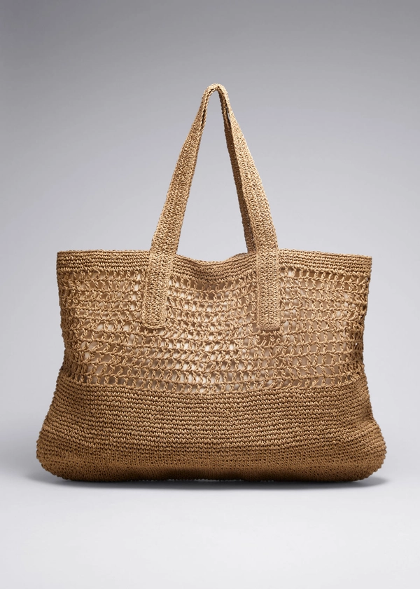Large Crochet-Straw Tote