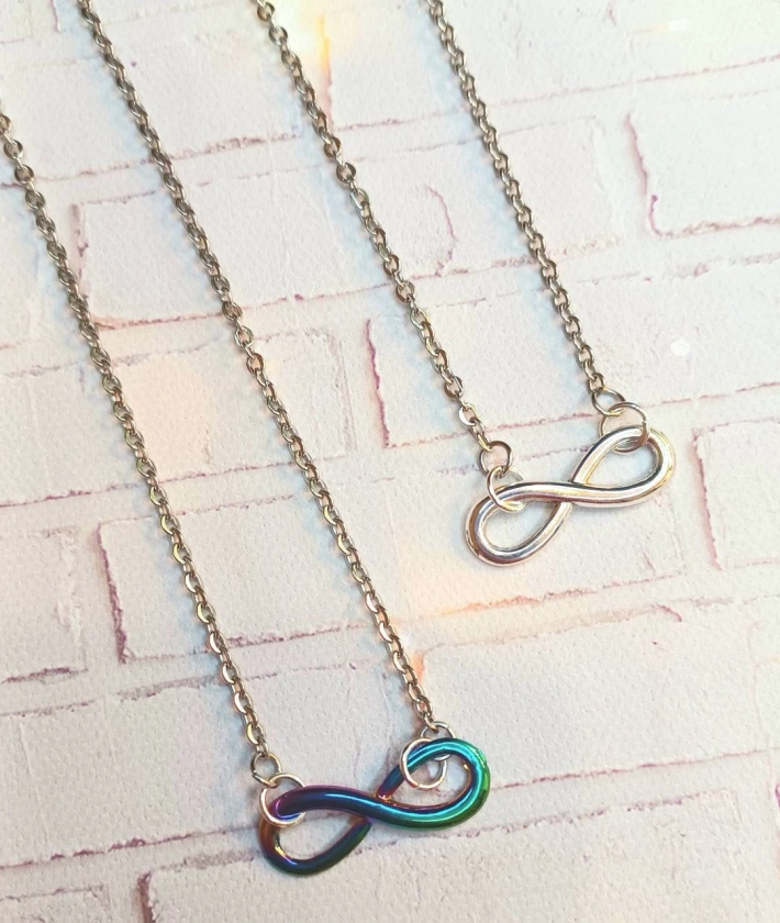 Neurodiversity Autism acceptance rainbow infinity symbol necklace chain eternity