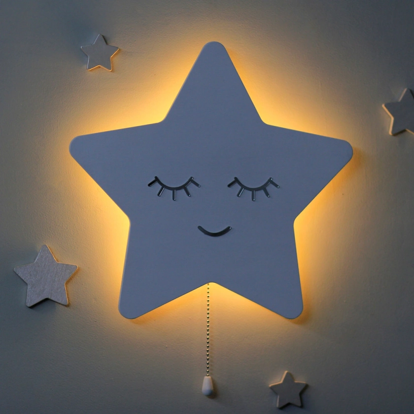 Star Wall Night Light With Pull Switch, Baby Bedside Lamp, Star Nursery Decor, Baby Shower Gift, Children's Lamp - Etsy