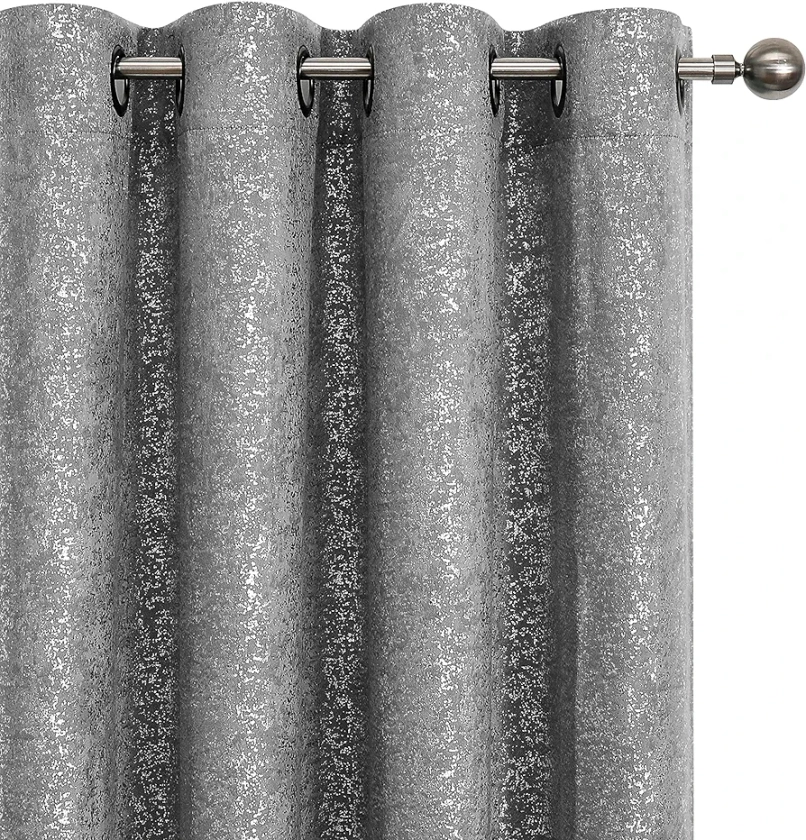 GoodGram 2 Pack Sparkle Chic Thermal Blackout Curtain Panels - Assorted Colors & Sizes (Gray, 63 in. Long)