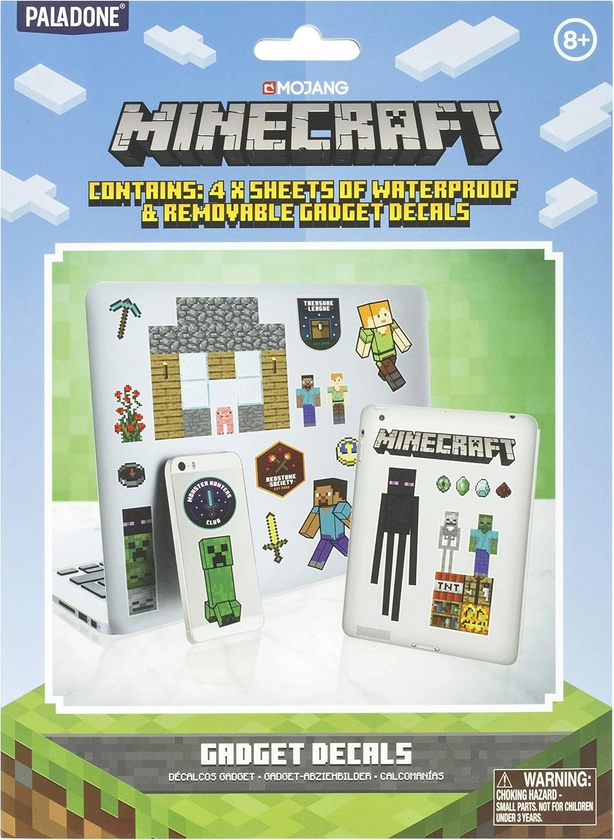 Paladone Minecraft Gadget Decals – Waterproof and Removable Stickers – Officially Licensed Merchandise – BigaMart