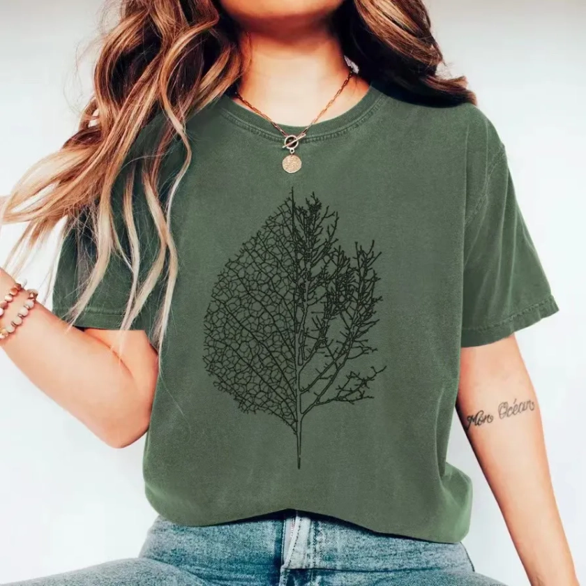 Leaf &amp; Tree Forest Print T-Shirt