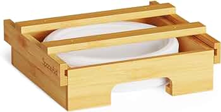 SpaceAid 9-inch Paper Plate Dispenser, Under Cabinet Bamboo Plates Holder, Kitchen Counter Vertical Plate Dipensers Holders Countertop Caddy (for 9 inches Plates, Bamboo)