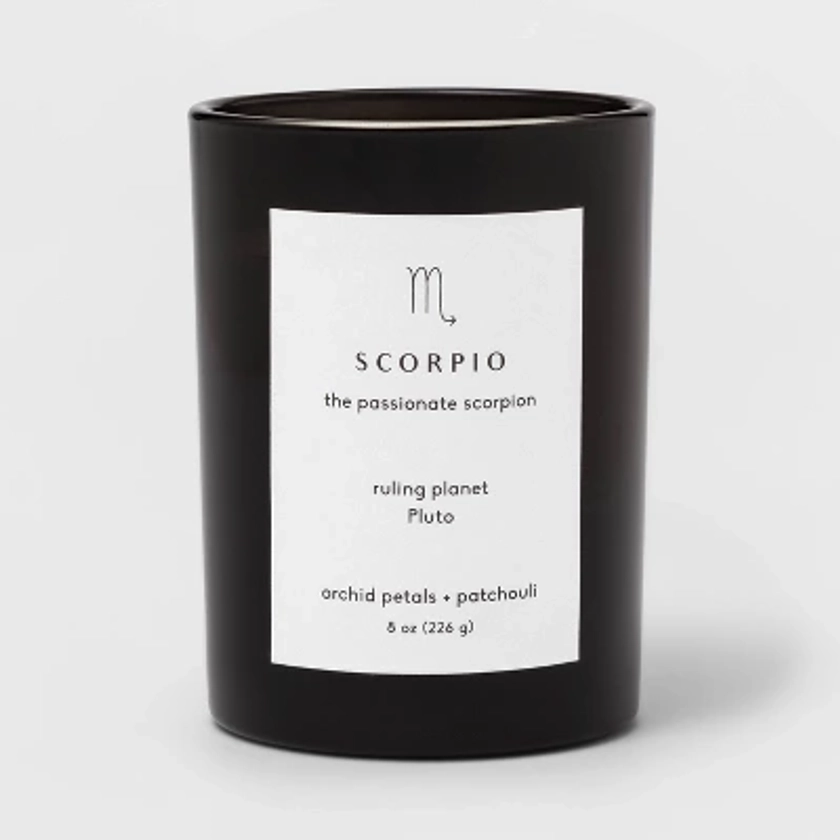 8oz Glass Jar Zodiac Scorpio Candle Black - Threshold™