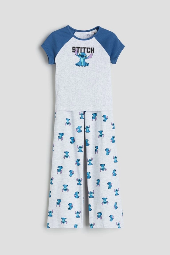 Printed pyjamas - Light grey marl/Lilo & Stitch - Kids | H&M GB