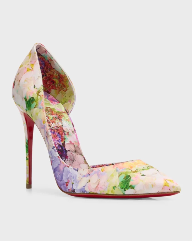 Christian Louboutin Iriza Blooming Half-d'Orsay Red Sole Pumps