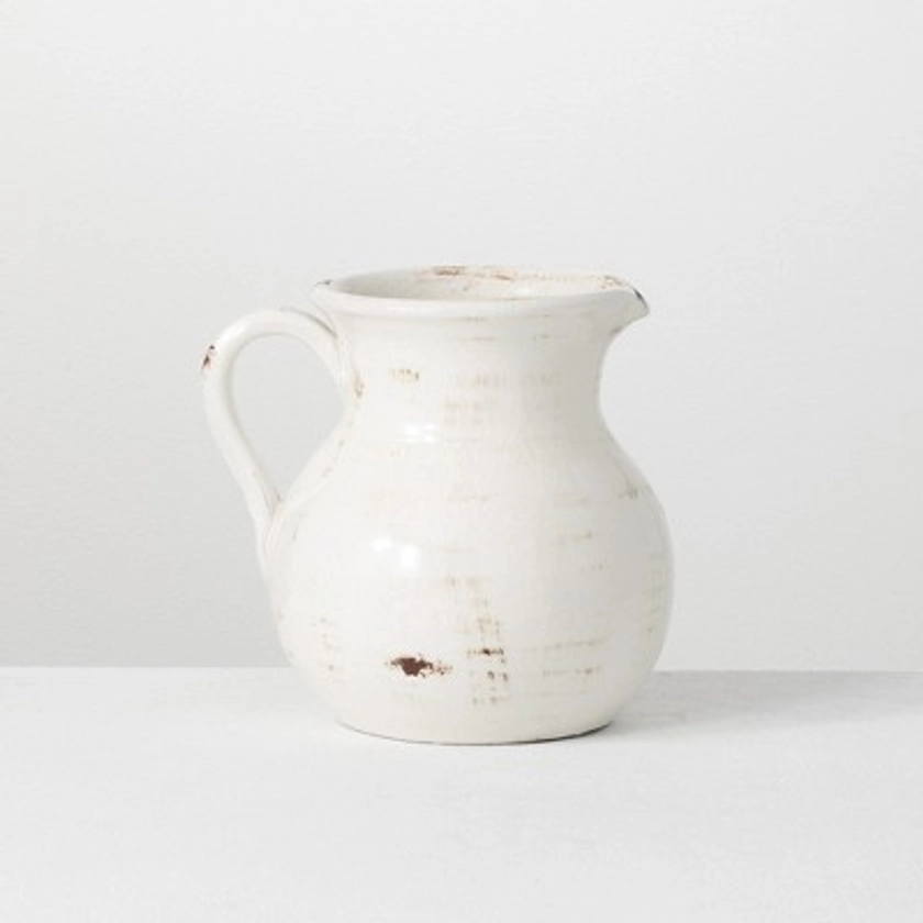 Sullivans Glazed Ceramic Pitcher Vase 8"H Off-White