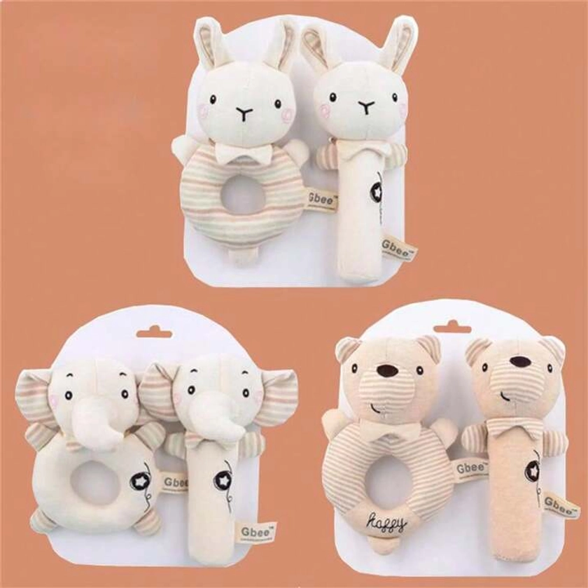 1 Set Of 2 Elephant Baby Hand Cranks, Newborn Soothing Toys, Baby 0-1 Year Old Baby Toy Hand Rattles Without Fluorescent Agent | SHEIN UK