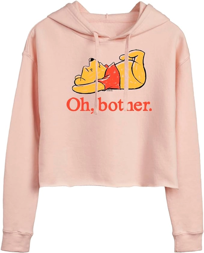 Disney - Winnie the Pooh - Oh, Bother - Sketch - Juniors Cropped Pullover Hoodie - Size Small Blush